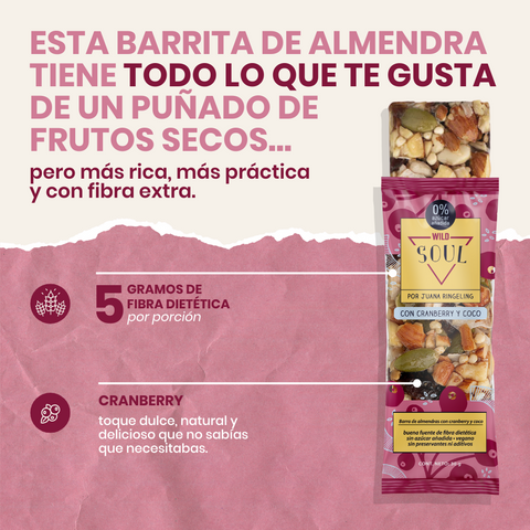 Barra Frutos Secos Cranberry Coco 16 unidades