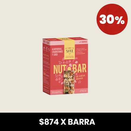 Barra Frutos Secos Cranberry Coco 4 unidades