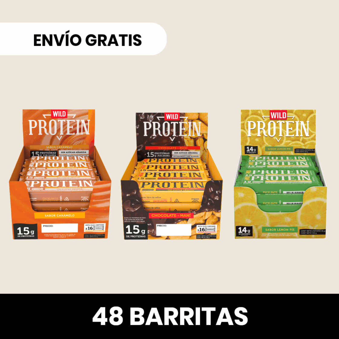 Pack 3 x Barritas Wild Protein ELIGE TU SABOR