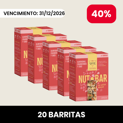 Pack x20 Barra Frutos Secos Cranberry Coco 4 unidades (Corta VU)