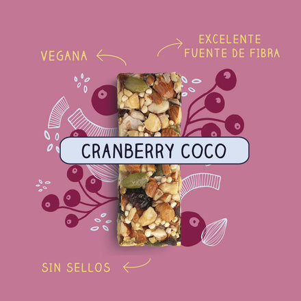 Barritas Frutos Secos Cranberry Coco 16 unidades Wild Soul