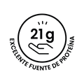 Logo que indica que el producto es una excelente fuente de proteina 21 gr. 