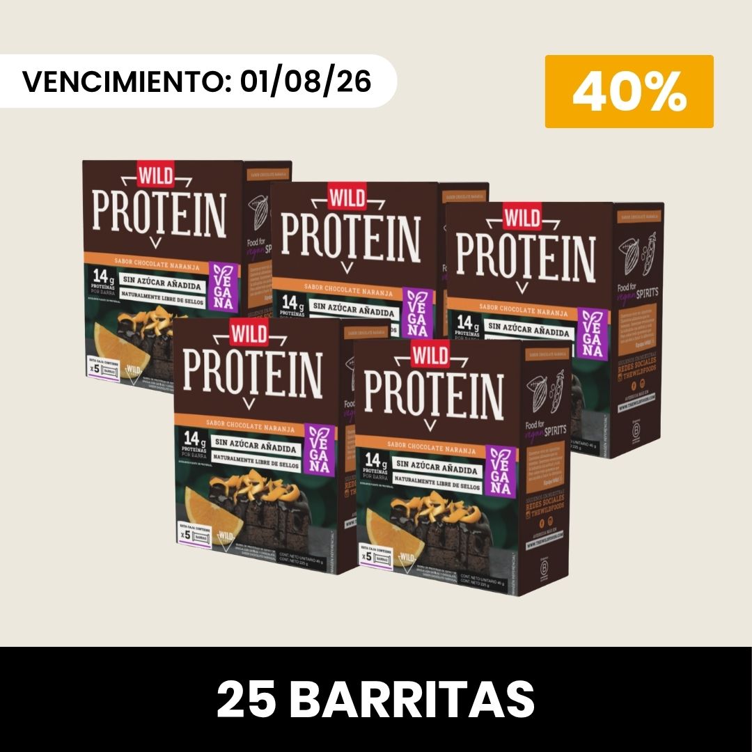 Pack 5 x Barritas Wild Protein Chocolate Naranja
