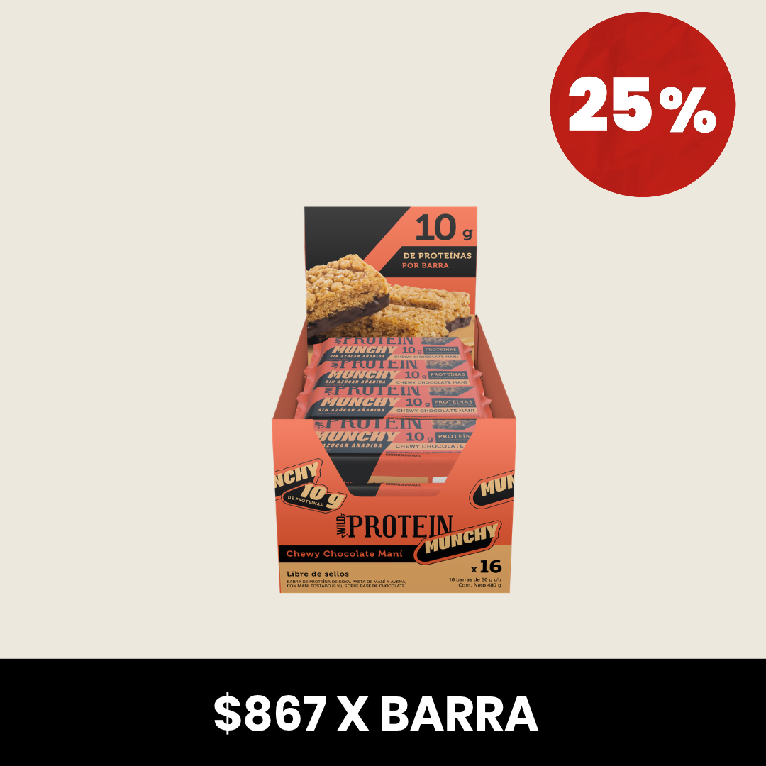 Wild Protein Munchy Chocolate Maní 16 unidades