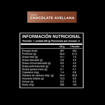 Barrita sabor Chocolate Avellana 4 unidades Wild Protein Pro