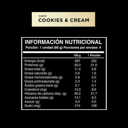 Barrita sabor Cookies and Cream 4 unidades Wild Protein Pro